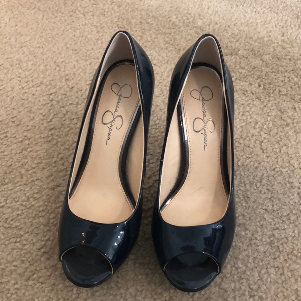 COPY - Navy blue Peep toe heels